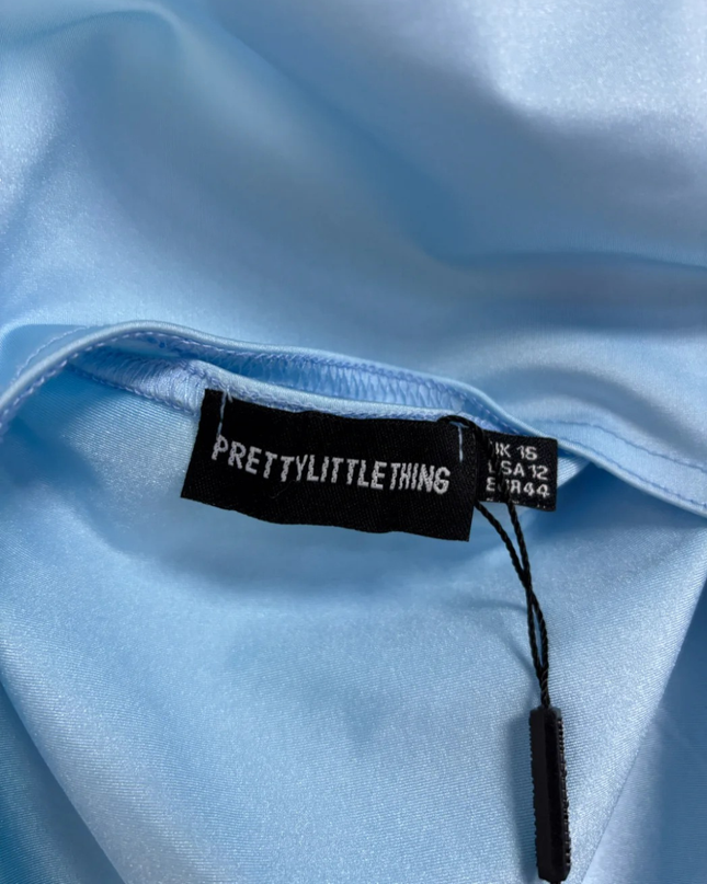 Pretty Little Thing Light Blue Cut-Out Unitard Romper