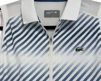 Lacoste White/Blue striped Sleeveless Polo Sport Dress