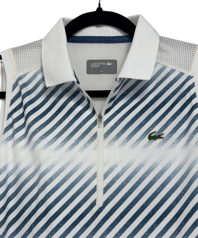 Lacoste White/Blue striped Sleeveless Polo Sport Dress