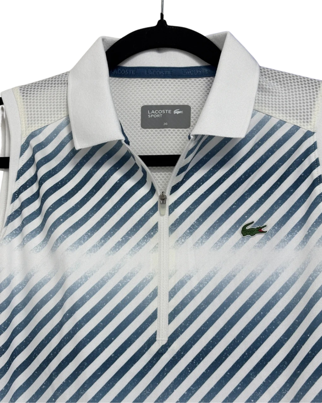 Lacoste White/Blue striped Sleeveless Polo Sport Dress