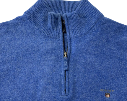GANT Blue Quarter-Zip Lambswool Sweater
