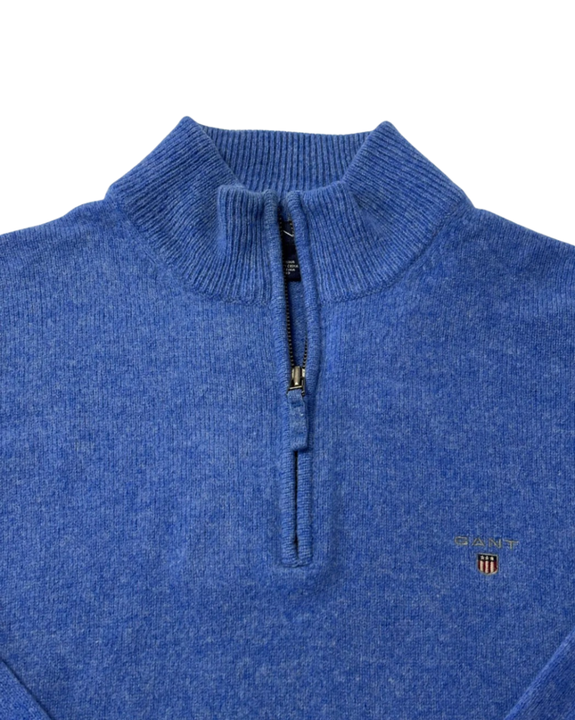 GANT Blue Quarter-Zip Lambswool Sweater