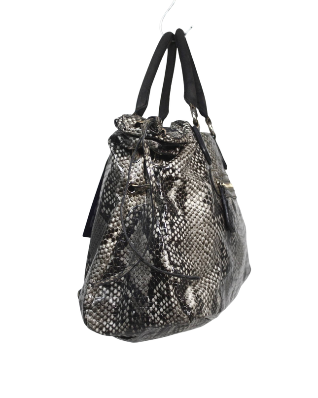 Guess Grey/Black Snakeskin Pattern Satchel Handbag