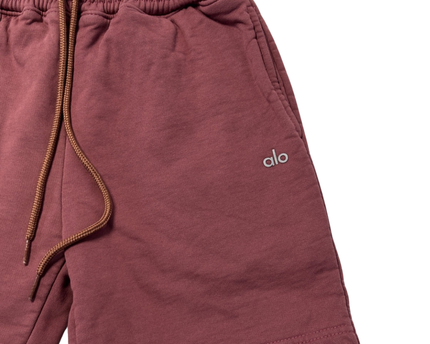 Alo Maroon Drawstring Sweat Shorts