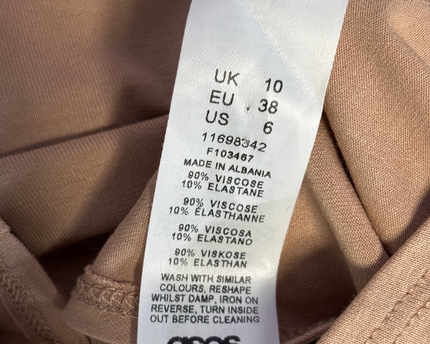 Asos Luxe Tan Twist Front Long Sleeve Top