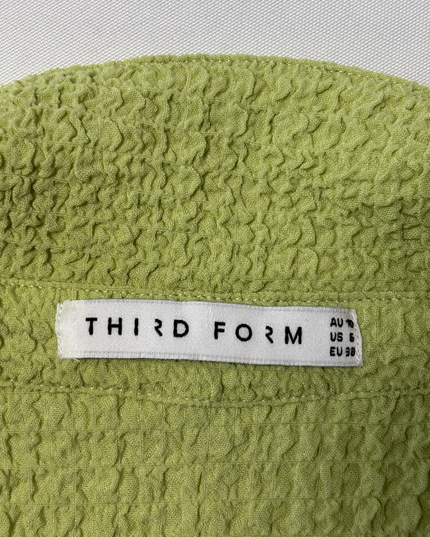 Third Form Green Textured Knot Front Top