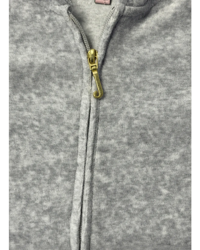 Juicy Couture Grey Velour Zip-Up Hoodie with Graphic Back