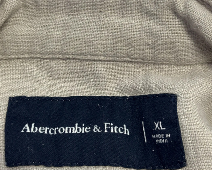 Abercrombie & Fitch Beige Floral Embroidered Linen Blend Shirt
