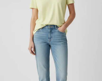 MNG Pastel Yellow V-Neck Short Sleeve T-Shirt