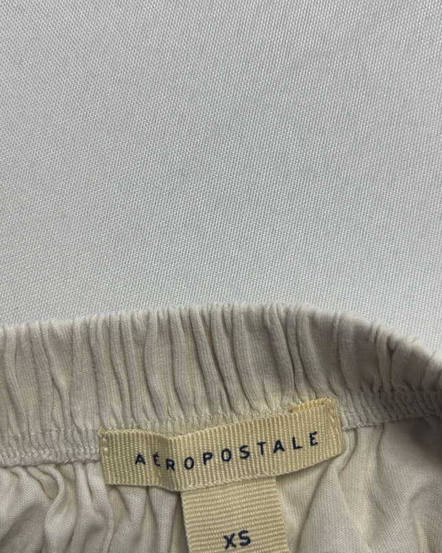 Aeropostale Off White Elasticated Smocked Crop Top