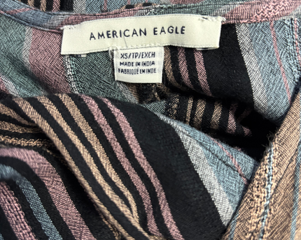 American Eagle Multi-color Striped Wrap Front Blouse