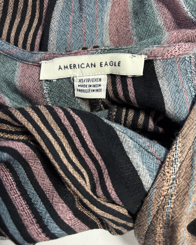 American Eagle Multi-color Striped Wrap Front Blouse