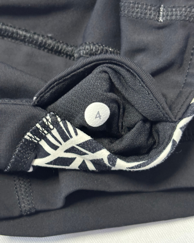 Lululemon Black/White Patterned Waistband Athletic Biker Shorts