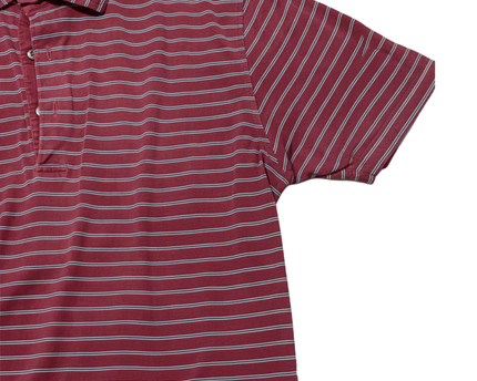 Tommy Hilfiger Burgundy Striped Mercerized Cotton Polo Shirt