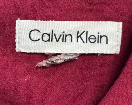 Calvin Klein Burgundy Sleeveless Pleated Fit and Flare Dress