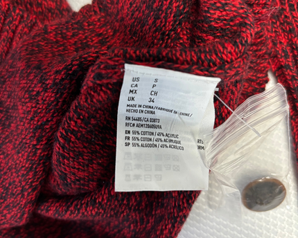 American Eagle Outfitters Red Fair Isle Button Mock Neck Sweater