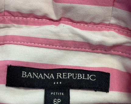 Banana Republic Pink Striped Pleated Cuff Button-Down Shirt