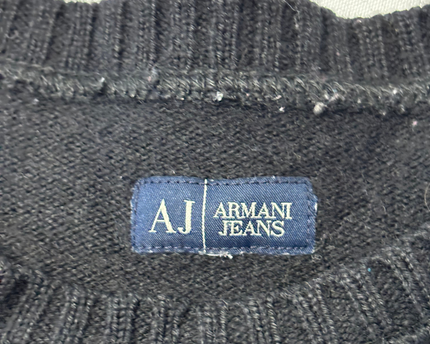 Armani Jeans Black Ribbed Detail Crewneck Sweater