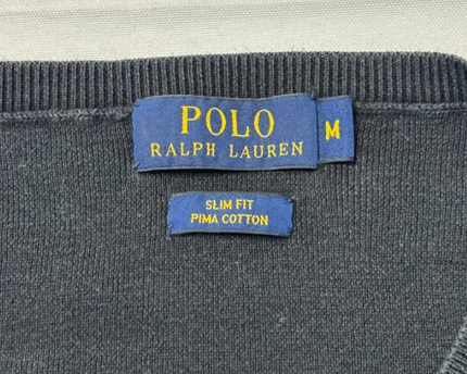 Polo Ralph Lauren Black Pima Cotton Slim Fit V-Neck Sweater