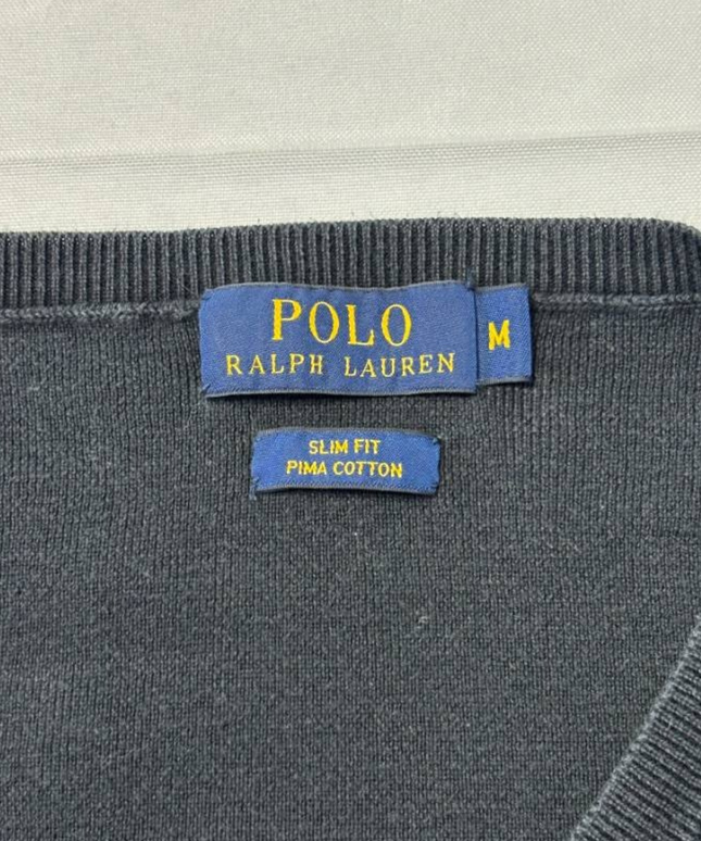 Polo Ralph Lauren Black Pima Cotton Slim Fit V-Neck Sweater