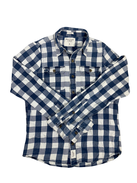 Abercrombie & Fitch Muscle Fit Flannel Plaid Button Up Shirt - L