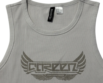 H&M DIVIDED Grey Graphic Ribbed Tank Top