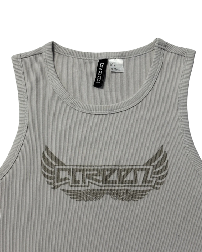 H&M DIVIDED Grey Graphic Ribbed Tank Top