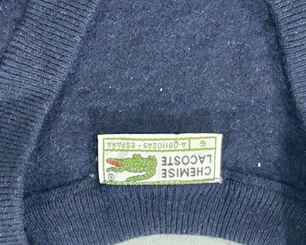 Lacoste Navy V-Neck Knit Sweater