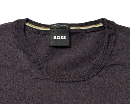 BOSS Purple Fine-Knit Crew Neck Sweater