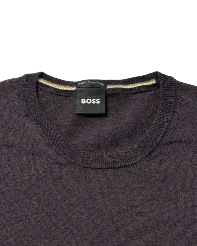 BOSS Purple Fine-Knit Crew Neck Sweater