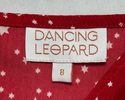 Dancing Leopard Red Star Print Cold-Shoulder Wrap Dress