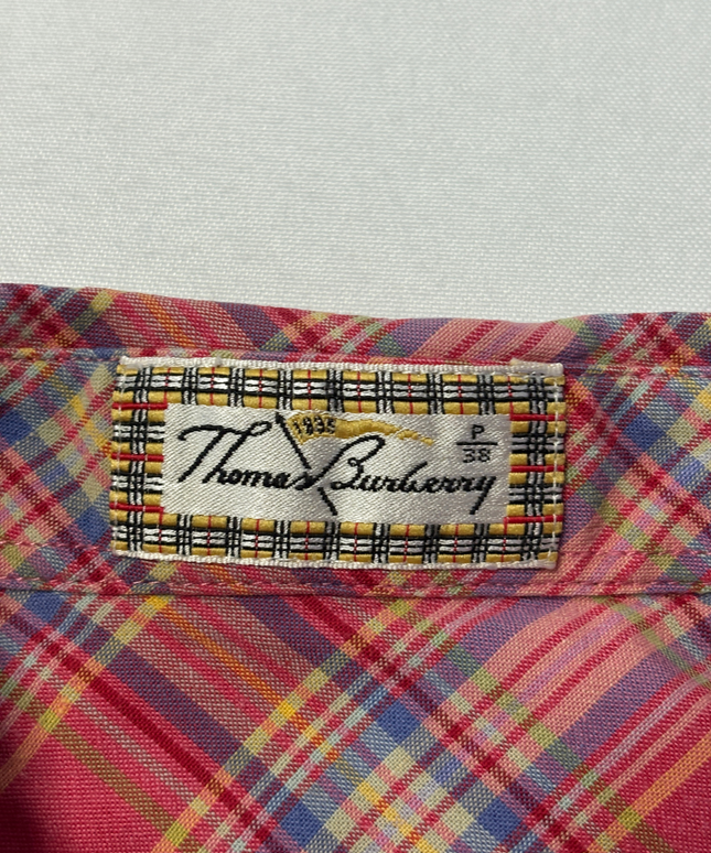 Thomas Burberry Pink Plaid Long Sleeve Button-Down Shirt