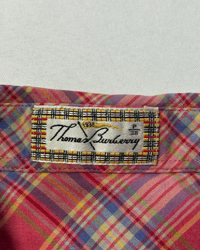Thomas Burberry Pink Plaid Long Sleeve Button-Down Shirt