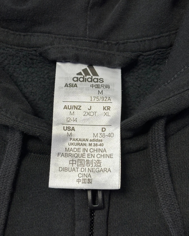 Adidas Black 3-Stripes Full Zip Fleece Hoodie