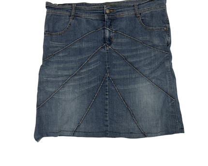 Supre Medium Wash Panelled Denim Mini Skirt - XL | Waist: 34"