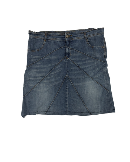 Supre Medium Wash Panelled Denim Mini Skirt - XL | Waist: 34"