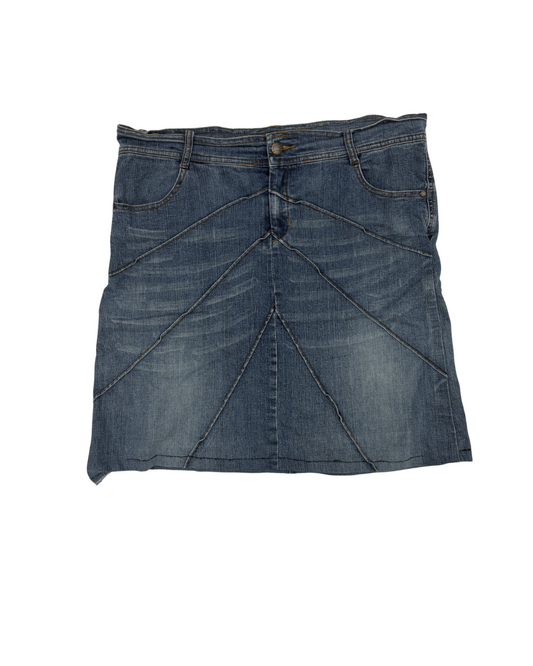 Supre Medium Wash Panelled Denim Mini Skirt - XL | Waist: 34"