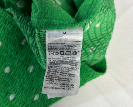 Old Navy Green Polka Dot Smocked Cami Top