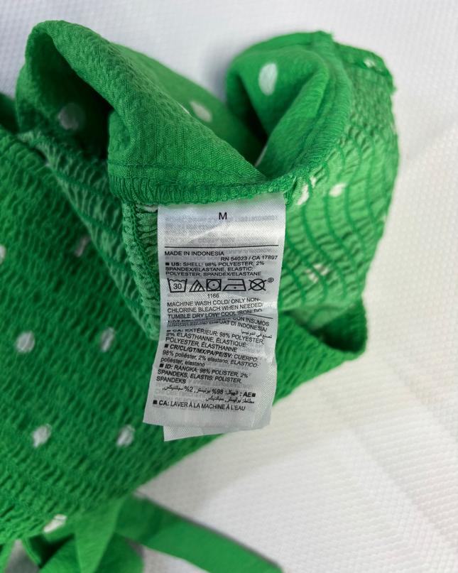 Old Navy Green Polka Dot Smocked Cami Top