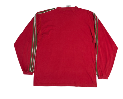 Adidas Red Logo Striped Long Sleeve T-Shirt