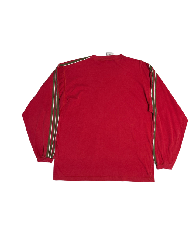 Adidas Red Logo Striped Long Sleeve T-Shirt