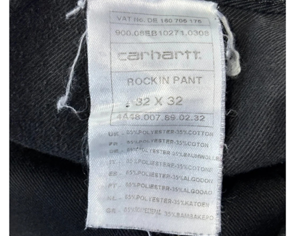 Carhartt Black Rockin Pant Straight Leg Trousers