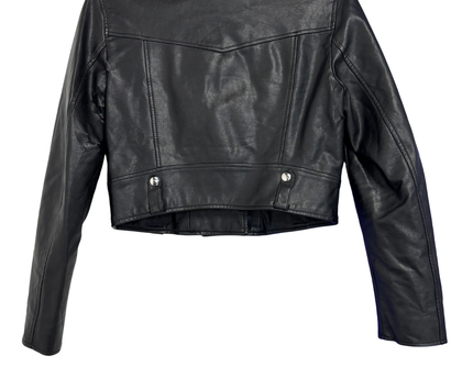 Bershka Black Faux Leather Cropped Biker Jacket