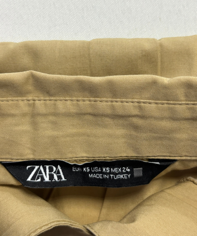 Zara Khaki Utility Safari Mini Dress