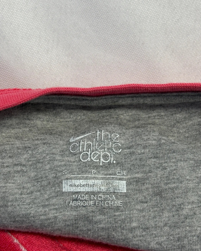 Nike Pink Striped Terry Cloth Wide Neck Top