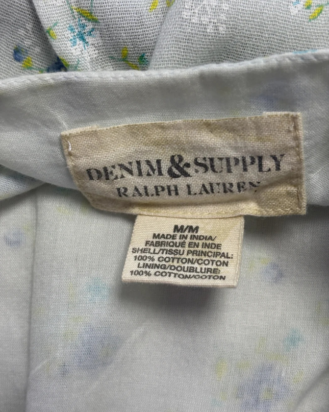Denim & Supply Ralph Lauren Light Blue Floral Cotton Tie-Front Dress