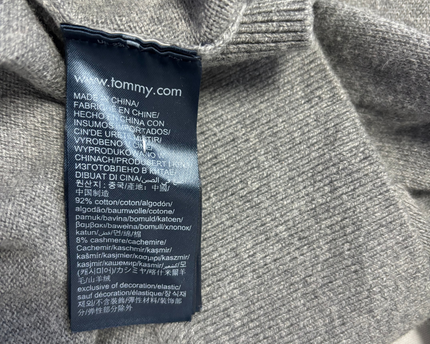 Tommy Hilfiger Grey V-Neck Pima Cotton Cashmere Sweater
