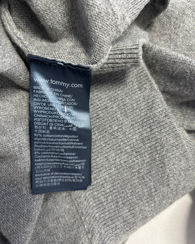 Tommy Hilfiger Grey V-Neck Pima Cotton Cashmere Sweater