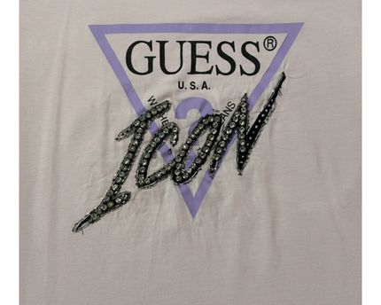 GUESS Pink Icon Embellished Graphic Tee
