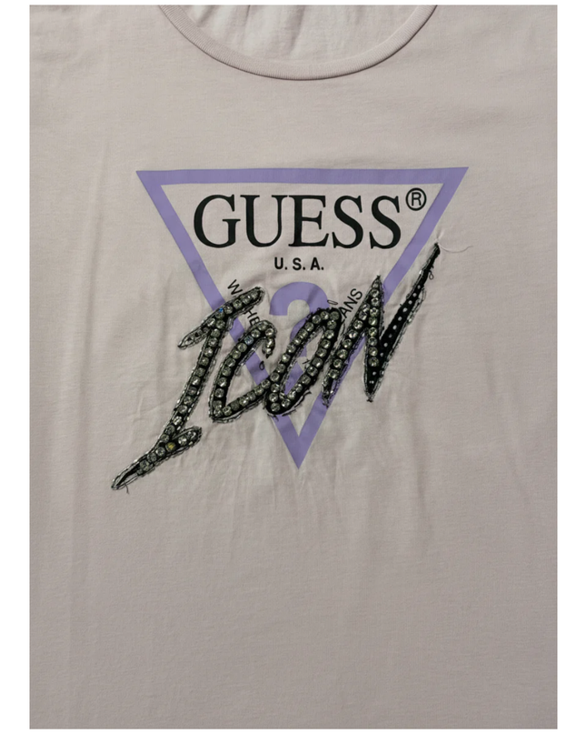 GUESS Pink Icon Embellished Graphic Tee